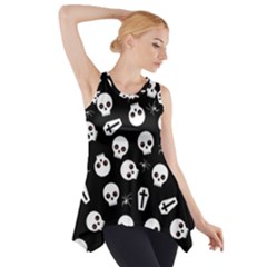 Skull, Spider And Chest  - Halloween Pattern Side Drop Tank Tunic by Valentinaart