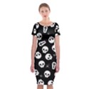 Skull, spider and chest  - Halloween pattern Classic Short Sleeve Midi Dress View1