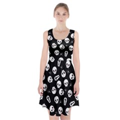 Skull, Spider And Chest  - Halloween Pattern Racerback Midi Dress