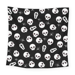 Skull, Spider And Chest  - Halloween Pattern Square Tapestry (large) by Valentinaart