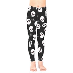 Skull, Spider And Chest  - Halloween Pattern Kids  Legging by Valentinaart