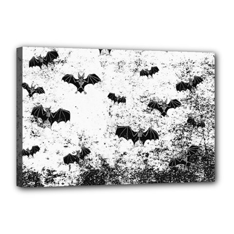 Vintage Halloween Bat Pattern Canvas 18  X 12  by Valentinaart