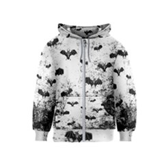 Vintage Halloween Bat Pattern Kids  Zipper Hoodie by Valentinaart