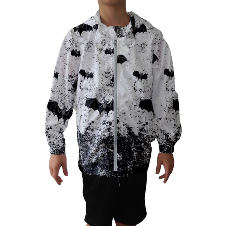 Vintage Halloween Bat pattern Hooded Wind Breaker (Kids)