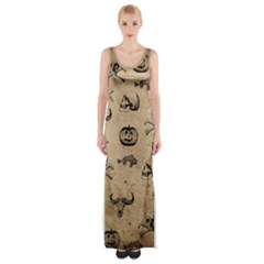 Vintage Halloween Pattern Maxi Thigh Split Dress by Valentinaart