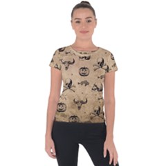 Vintage Halloween Pattern Short Sleeve Sports Top 