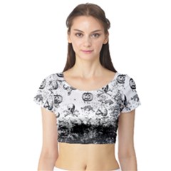 Vintage Halloween Pattern Short Sleeve Crop Top by Valentinaart