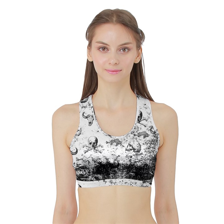 Vintage Halloween pattern Sports Bra with Border