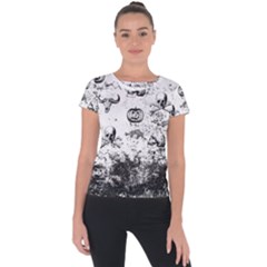 Vintage Halloween Pattern Short Sleeve Sports Top 