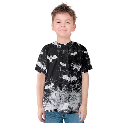 Vintage Halloween Bat Pattern Kids  Cotton Tee by Valentinaart