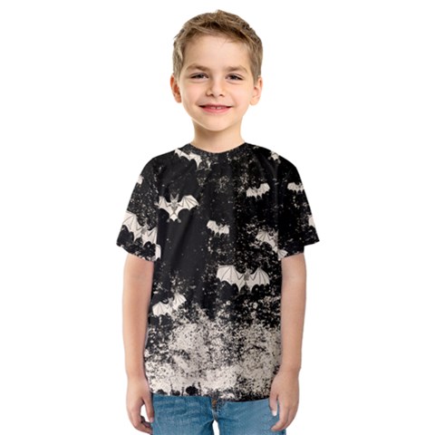 Vintage Halloween Bat Pattern Kids  Sport Mesh Tee by Valentinaart