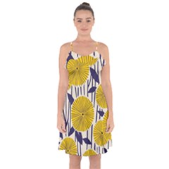 Yellow Danelion Ruffle Detail Chiffon Dress