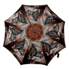 Steampunk, Awesome Steampunk Horse With Clocks And Gears In Silver Hook Handle Umbrellas (large) by FantasyWorld7