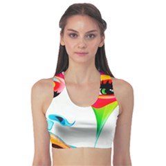 Colourful Art Face Sports Bra by MaryIllustrations