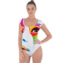 colourful art face Short Sleeve Leotard  View1