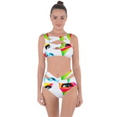 Colourful Art Face Bandaged Up Bikini Set 