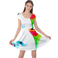 Colourful Art Face Cap Sleeve Dress by MaryIllustrations