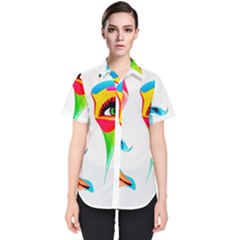 Colourful Art Face Women s Short Sleeve Shirt