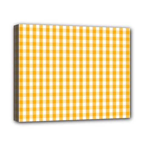 Pale Pumpkin Orange And White Halloween Gingham Check Canvas 10  X 8  by PodArtist