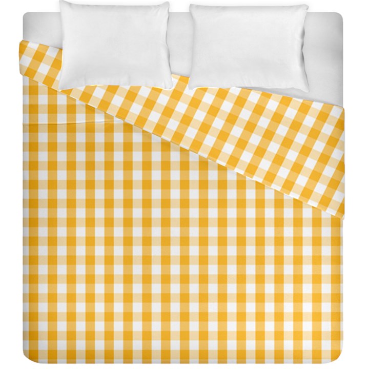 Pale Pumpkin Orange and White Halloween Gingham Check Duvet Cover Double Side (King Size)