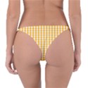 Pale Pumpkin Orange and White Halloween Gingham Check Reversible Bikini Bottom View2