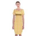 Pale Pumpkin Orange and White Halloween Gingham Check Classic Short Sleeve Midi Dress View1