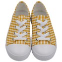 Pale Pumpkin Orange and White Halloween Gingham Check Kids  Low Top Canvas Sneakers View1