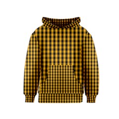 Pale Pumpkin Orange And Black Halloween Gingham Check Kids  Pullover Hoodie by PodArtist