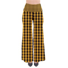 Pale Pumpkin Orange And Black Halloween Gingham Check Pants by PodArtist