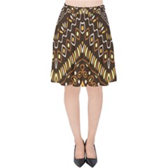 Ethnic Pattern Velvet High Waist Skirt