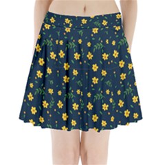 Yellow & Blue Bloom Pleated Mini Skirt