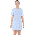 Light Blue Hexagon Sixties Short Sleeve Mini Dress View1