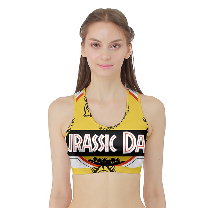 Jurassic Dad Dinosaur Skeleton Funny Birthday Gift Sports Bra with Border