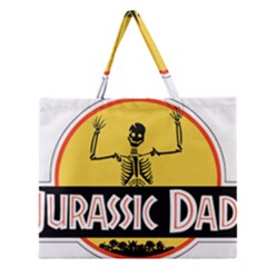 Jurassic Dad Dinosaur Skeleton Funny Birthday Gift Zipper Large Tote Bag by PodArtist