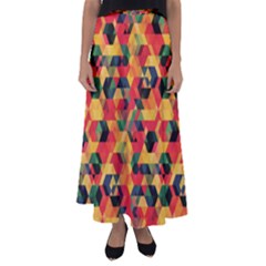 Hexagon Fire Flared Maxi Skirt