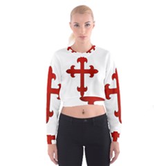 Crusader Cross Cropped Sweatshirt by Valentinaart