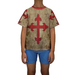 Crusader Cross Kids  Short Sleeve Swimwear by Valentinaart