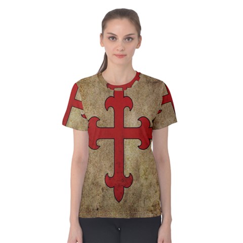 Crusader Cross Women s Cotton Tee by Valentinaart