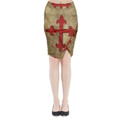 Crusader Cross Midi Wrap Pencil Skirt by Valentinaart