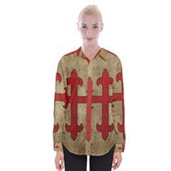 Crusader Cross Womens Long Sleeve Shirt