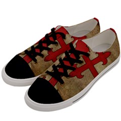 Crusader Cross Men s Low Top Canvas Sneakers by Valentinaart