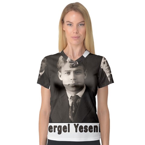 Sergei Yesenin V-neck Sport Mesh Tee by Valentinaart