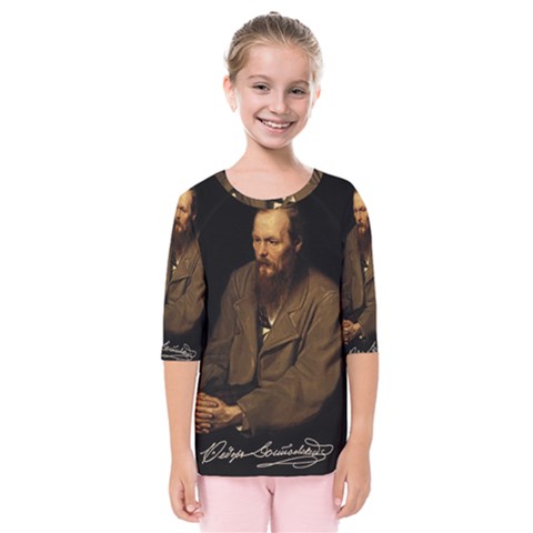 Fyodor Dostoyevsky Kids  Quarter Sleeve Raglan Tee by Valentinaart