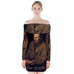 Fyodor Dostoyevsky Long Sleeve Off Shoulder Dress by Valentinaart