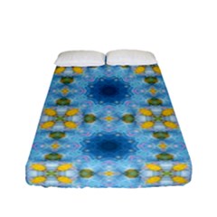 Blue Nice Daisy Flower Ang Yellow Squares Fitted Sheet (full/ Double Size) by MaryIllustrations