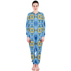 Blue Nice Daisy Flower Ang Yellow Squares Onepiece Jumpsuit (ladies) 