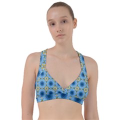 Blue Nice Daisy Flower Ang Yellow Squares Sweetheart Sports Bra