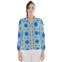 Blue Nice Daisy Flower Ang Yellow Squares Wind Breaker (women) by MaryIllustrations