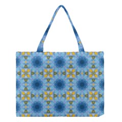 Blue Nice Daisy Flower Ang Yellow Squares Medium Tote Bag by MaryIllustrations