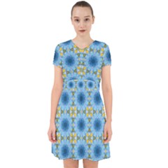 Blue Nice Daisy Flower Ang Yellow Squares Adorable In Chiffon Dress by MaryIllustrations